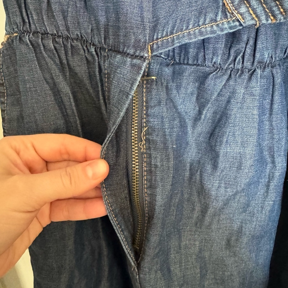 Pilcro by Anthropologie Women’s Chambray Dark Blue Denim Romper Jumpsuit - Picture 4 of 13